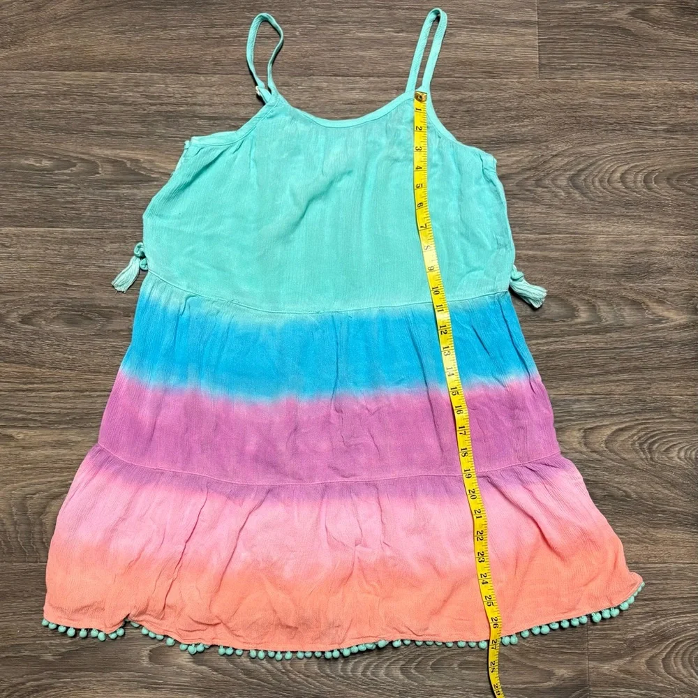 Adorable Girls Size 14-16 Tie-Dye Tiered Sundress in Aqua, Blue, Purple & Coral.
